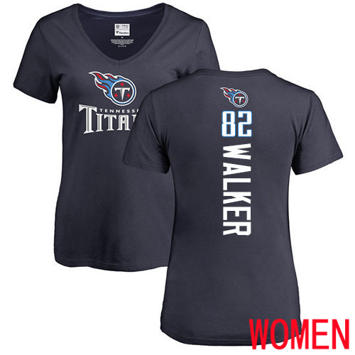 Tennessee Titans Navy Blue Women Delanie Walker Backer NFL Football #82 T Shirt